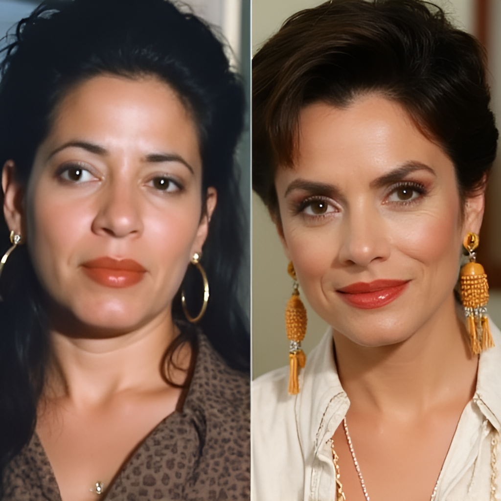 A collage or split image showing Teresita Reyes in two or three of her most iconic roles (e.g., Imelda from Machos, Irene from Brujas), highlighting her versatility and memorable characters.