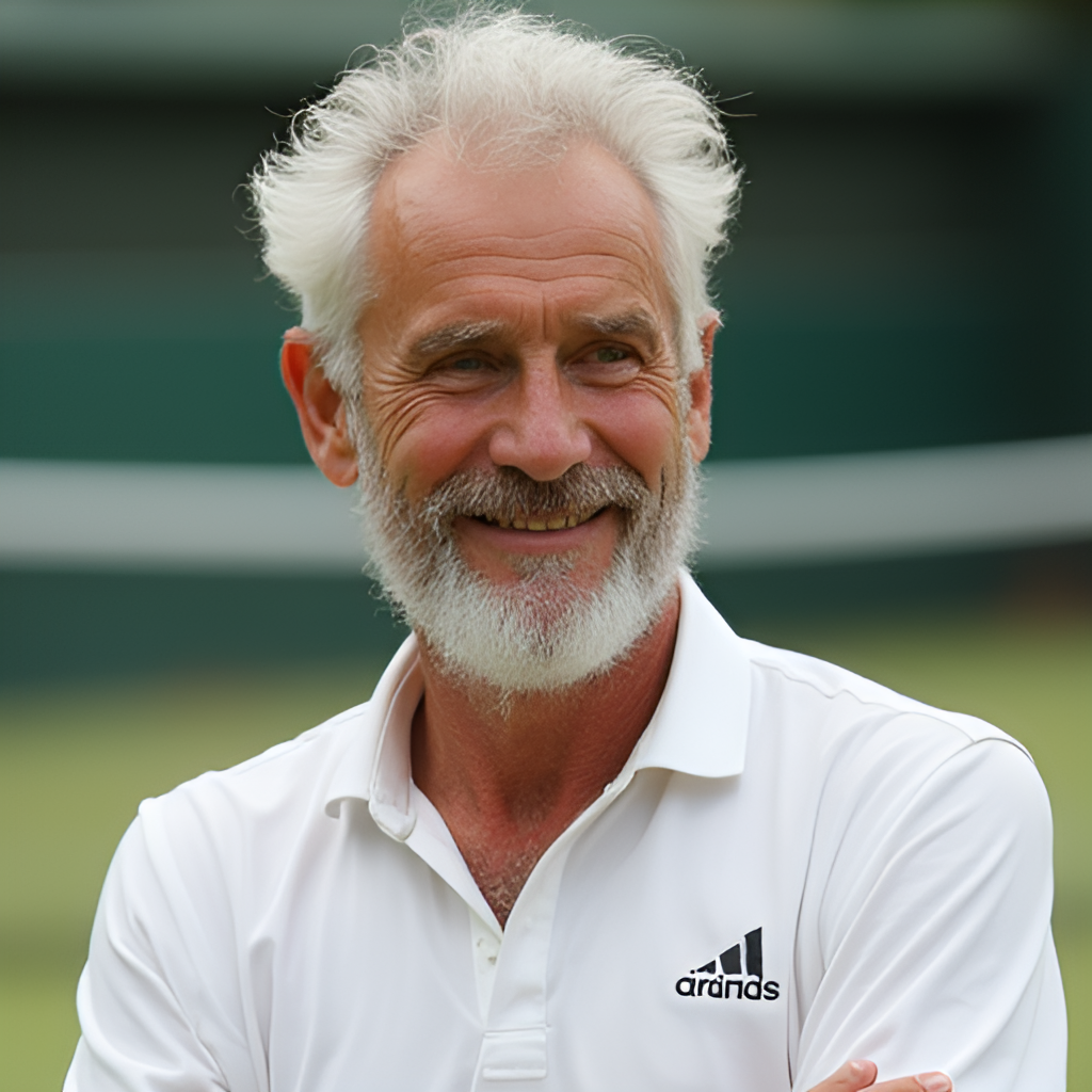A portrait of Arthur Rinderknech off-court, perhaps smiling or looking thoughtful, with a tennis court or a natural background, conveying his personality and dedication.
